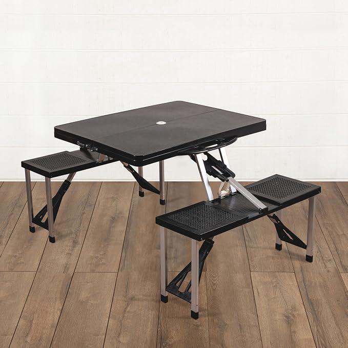 PICNIC TIME NFL Picnic Table Portable Folding Table with Seats and Umbrella