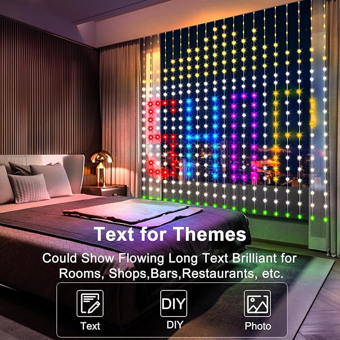 Smart Curtain Lights Plug in 400 LED Curtain Fairy Lights with App & Remote | 6.6Ft x 6.6Ft Music Sync Programmable Window Hanging Light Dynamic DIY for Indoor Outdoor Backdrop Wall Decor