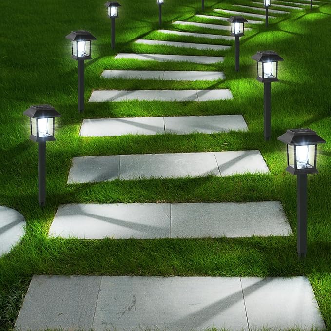 Greluna Solar Lights Outdoor,12 Pack 6000K Waterproof Auto On/Off Solar Pathway Lights for Your Garden, Landscape, Path, Yard, Patio, Driveway,Walkway Decor
