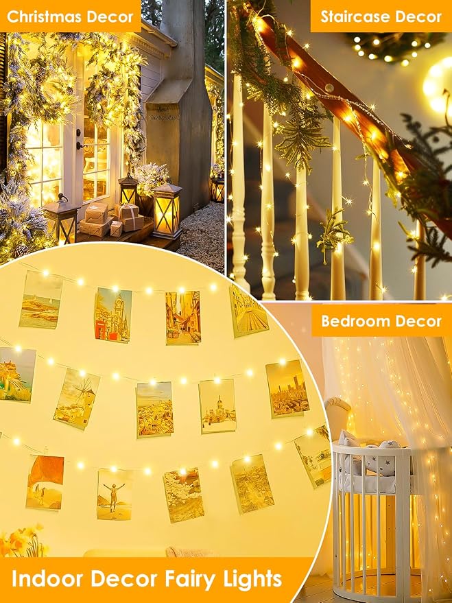66FT 200 LED Fairy Lights Plug in, 8 Modes Twinkle Lights Warm White | Waterproof String Lights Outdoor Indoor, Memory, Timer, Copper Wire, Christmas Lights for Bedroom Garden Party Holiday Decor