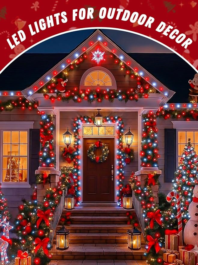 4Pack 60LED Fairy Lights Battery Operated with Timer, 20 FT Red and White | Cuttable Copper Wire, Waterproof Battery String Lights for Indoor Outdoor, Wedding, Bedroom, Home, DIY, Christmas Decorations