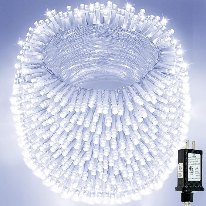 500 LED String Lights, 180FT Super-Long Christmas Lights Outdoor Indoor | Cool White, 13 Modes, Timer, Clear Wire Waterproof Twinkle Fairy Lights Plug in for Bedroom Classroom Patio Xmas Tree Decor