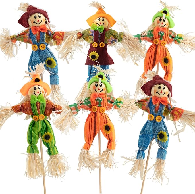6 PCS Halloween Scarecrow Decorations, Scarecrows Fall Decor | Outdoor, Fall Harvest, Standing Scarecrow, for Garden, Home, School, Yard, Porch, Thanksgiving Decor ﻿