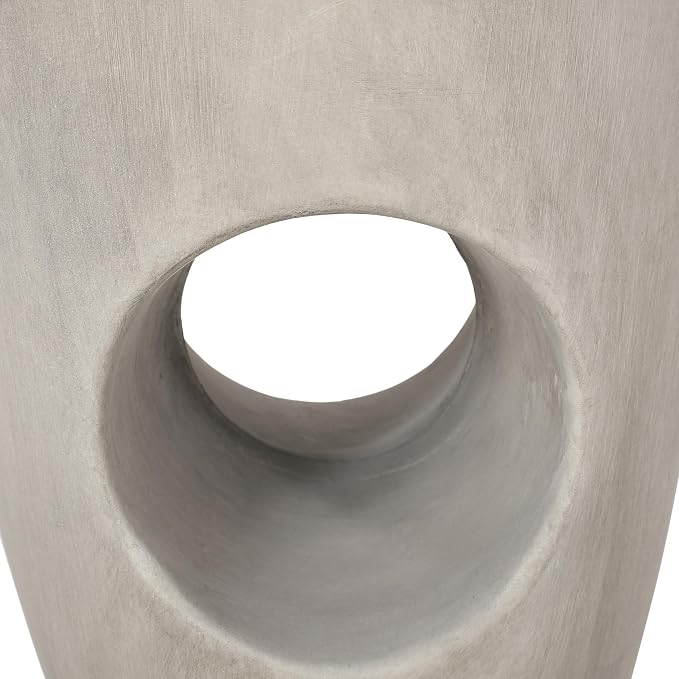 Patio Side Table, Round Concrete, Grey