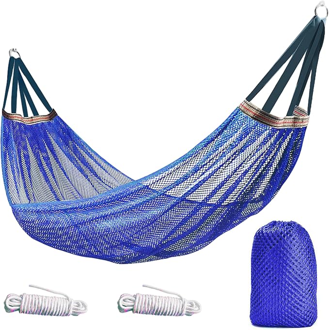 Outdoor Hammock Without Stand|Camping Hammock Lightweight Portable, Anti-roll Breathable Mesh Outdoor with Tree Straps & Carry Bag, Blue (102.36x51.18in)