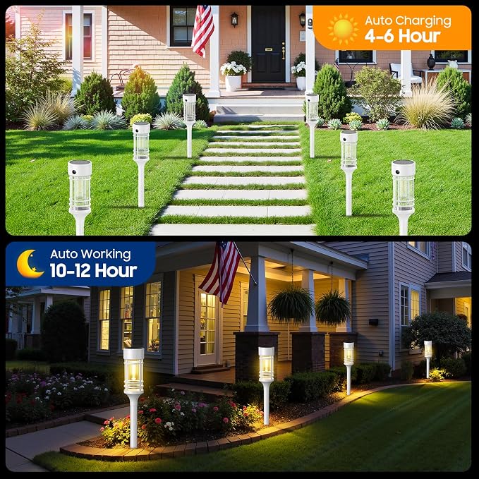 LETMY Solar Pathway Lights Outdoor, 4 Pack Solar Lights Outdoor Waterproof IP65, Bright Garden Light for Yard Walkway Driveway Landscape Garden Decor（White）