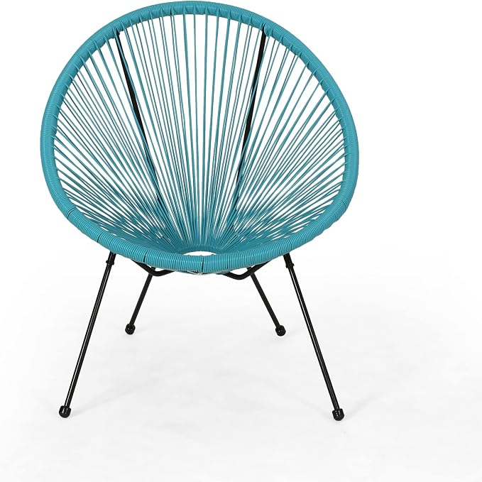 Christopher Knight Home Outdoor Hammock Weave Chair with Steel Frame (Set of 2) - Teal and Black Finish