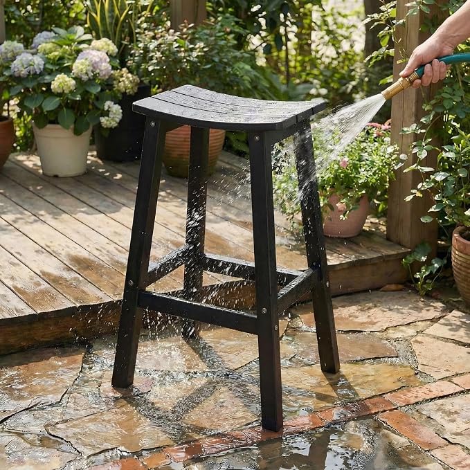 Stoog All-Weather 3-Piece Patio Bar Set – Counter Height Bar Table & 2 Bar Stools, Low Maintenance, Fade & Rot Resistant, Blue for Backyard, Garden, Balcony, Deck