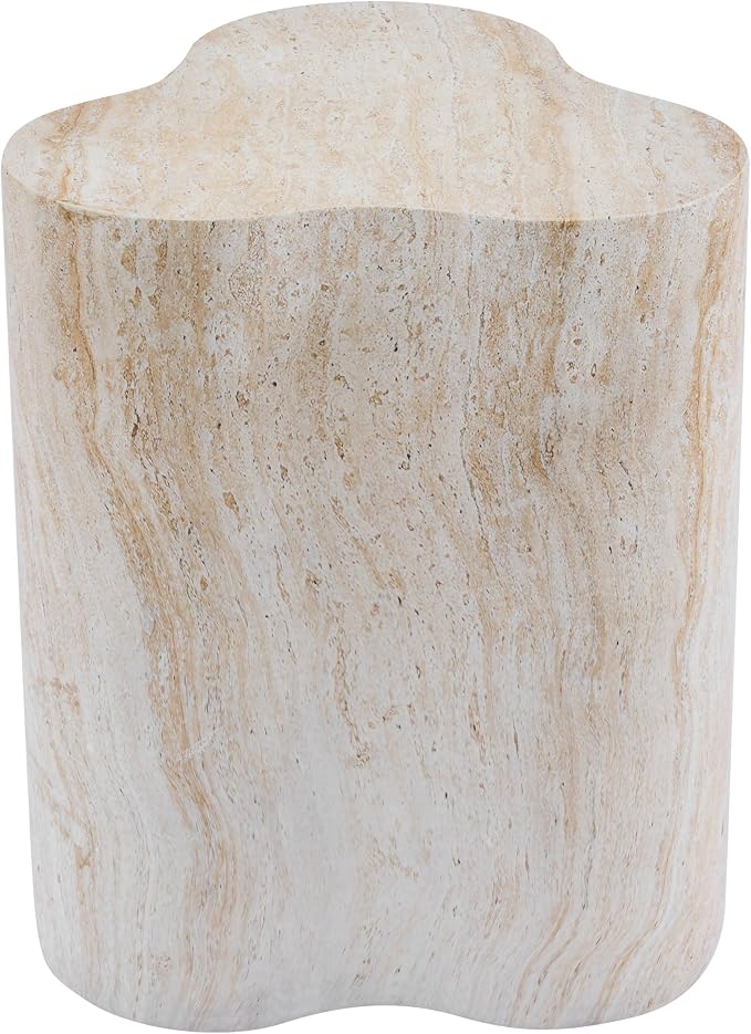 Christopher Knight Home Yayce 18.11" H Indoor Outdoor Accent Side Table, Patio Decorative End Table, Cloud-Shaped Lightweight Concrete Garden Stool for Patio Balcony & Garden Decor, Light Beige