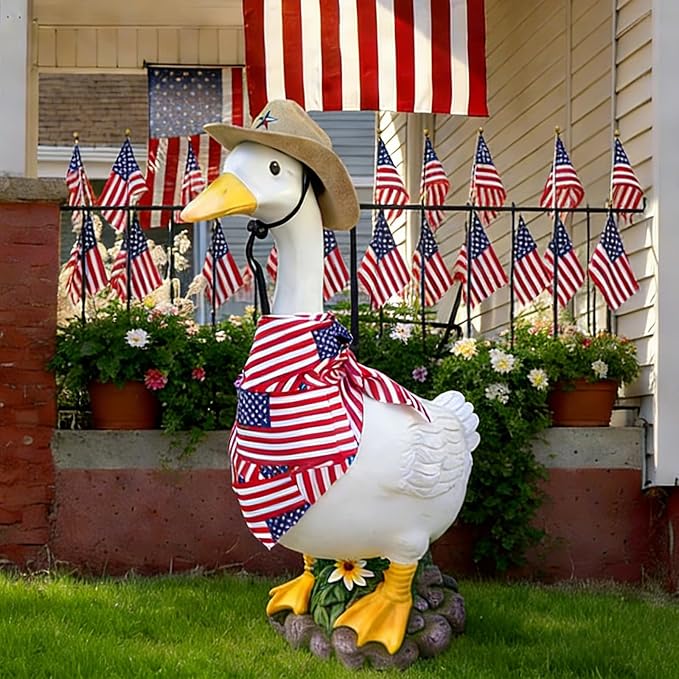 Porch Goose Statue Outdoor 20 Inch Large White Porch Goose Sculpture Décor for Home Garden Lawn Yard Patio Entryway Accent,Cute Resin Goose Figurine Gift for Mom Grandma Women