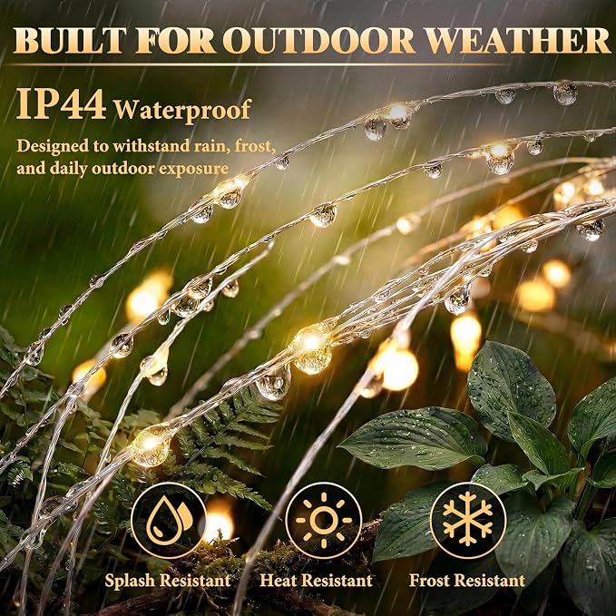 Solar Firework Lights Outdoor 2 Pack, 120LED Starburst Garden Lights Solar Powered with 8 Lighting Modes, Waterproof Decorative Lights for Flower Beds, Walkways, Small Garden & Patio Decor