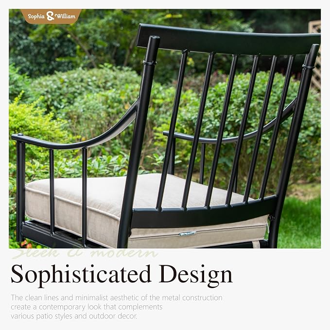 Sophia & William Patio Dining Set, Chairs, Black | Cushions, 300lbs Chair Capacity