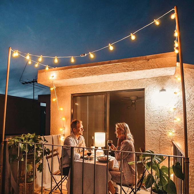 100Ft LED Outdoor String Lights, Dimmable Waterproof G40 Globe Patio Lights with 50+3 2700K Shatterproof Bulbs for Cafe Bistro-White Cord