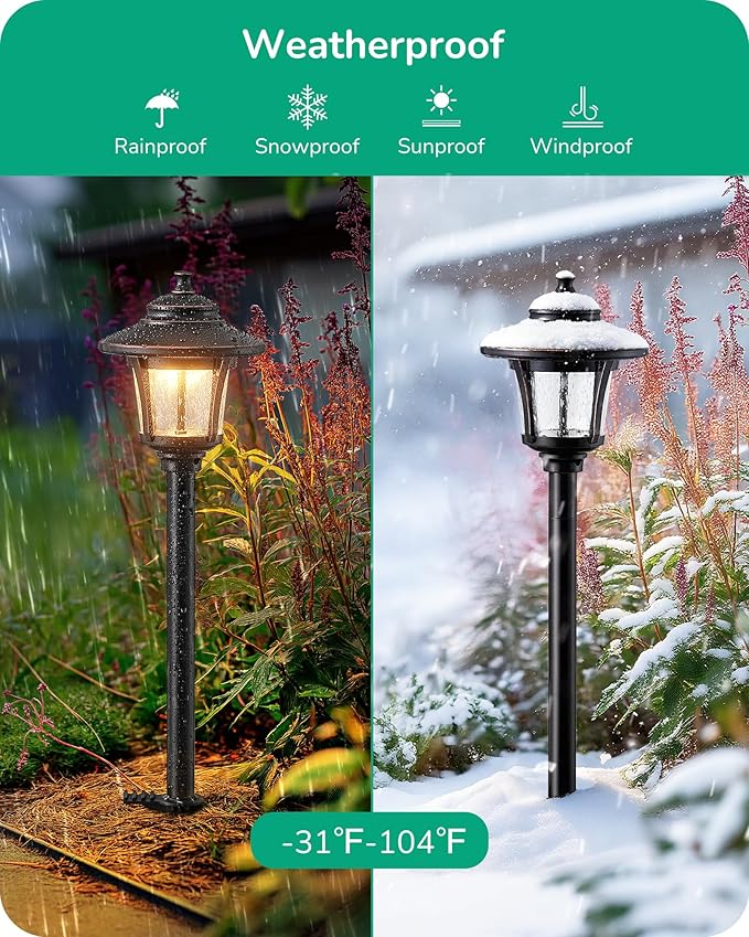 EDISHINE Low Voltage Landscape Lighting 12V 3W 120LM with Connectors 10Pack | Seed Glass, 3000K Warm White, ORB Waterproof Electric LED Landscape Path Lights for Walkway Garden Yard