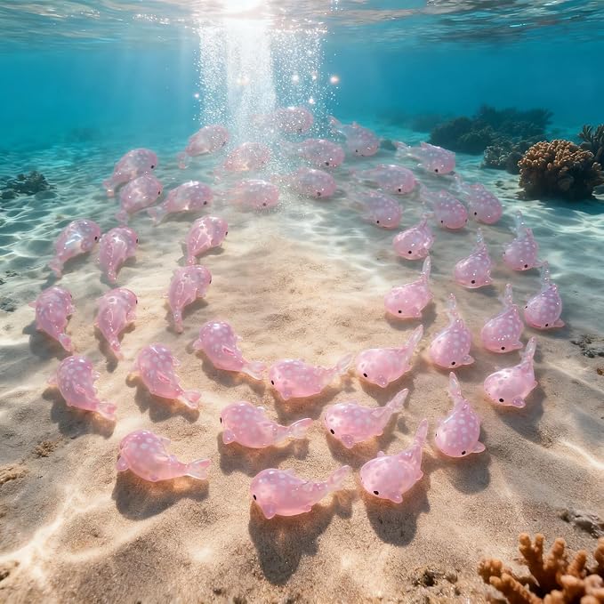 40Pcs Pink Whale Shark Resin Statue, Mini Sharks for Terrarium Decor, Garden Landscapes, Moss Scenes, Desk Miniatures, Whale Shark Decor Resin Art, Miniature Animal Figure Collectible
