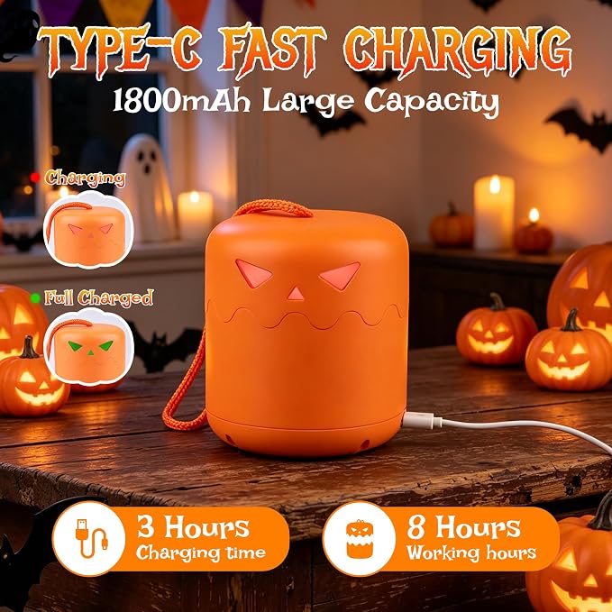 LED Halloween Pumpkin Lantern 2 Pack，Jack O Lantern with Lanyard | Halloween Lamp Gifts for Kids and Adults Collapsible Indoor/Outdoor Halloween Party Decoration