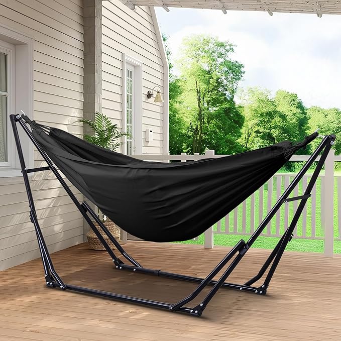 Ainfox 2 in 1 Hammock and Swing Chair with Stand, 550 lbs Capacity, Black
