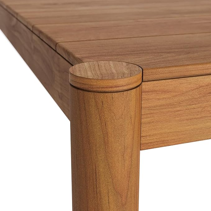 Modway Eleni 89-Inch Outdoor Teak Wood Dining Table in Natural – Rectangular Patio Dining Table with Slatted Top for Patios, Decks, Or Gardens