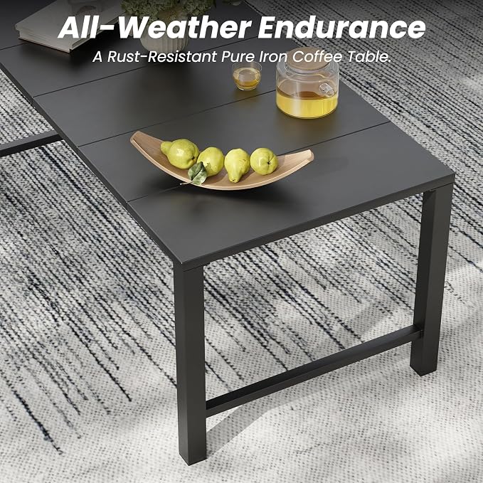 Soohow Patio Furniture Set, 4 Piece Outdoor Patio Furniture Set, 2 x Outdoor Swivel Chair, 1 x 2-Seats Sofa and 1 x Coffee Table, Metal Conversation Set for Porch, Balcony, and Backyard