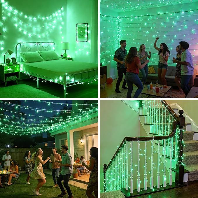 1000 LED Green Halloween Lights Outdoor String Lights, 328 ft | Green Wire Waterproof Twinkle Fairy Lights Plug in with Timer, 8 Modes String Lights Indoor Xmas Tree Christmas Decorations