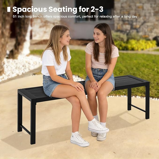 6 Pieces Outdoor Dining Set, Patio Table and Chairs Set with 51" Garden Bench for 6-7 People, 63" Outdoor Dining Table and Swivel Patio Chairs for Deck Backyard, Mixed Brown and Black