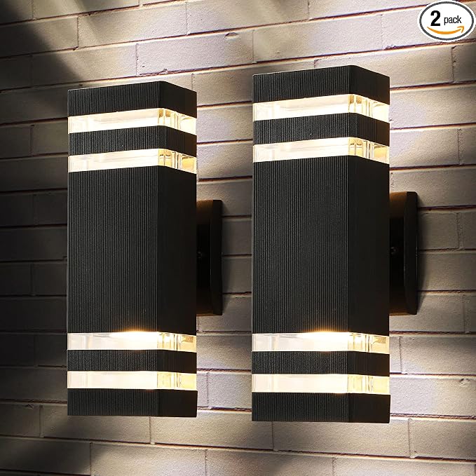 LED Square Up and Down Lights Outdoor Wall Mount Light,14W IP65 3000K 1100LM Warm White, Modern Fixtures Aluminum Waterproof Exterior Lamps for Front Porch Patio Garage