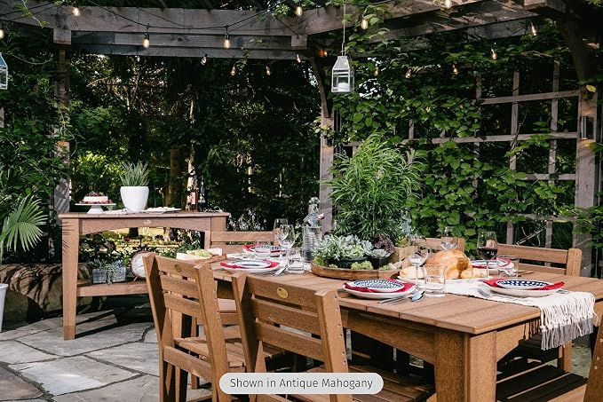 LuxCraft Poly Island Dining Table, 44" x 72" Rectangular Outdoor Patio Table, Made with Recycled Plastics, Made in USA (Coastal Gray & Black)