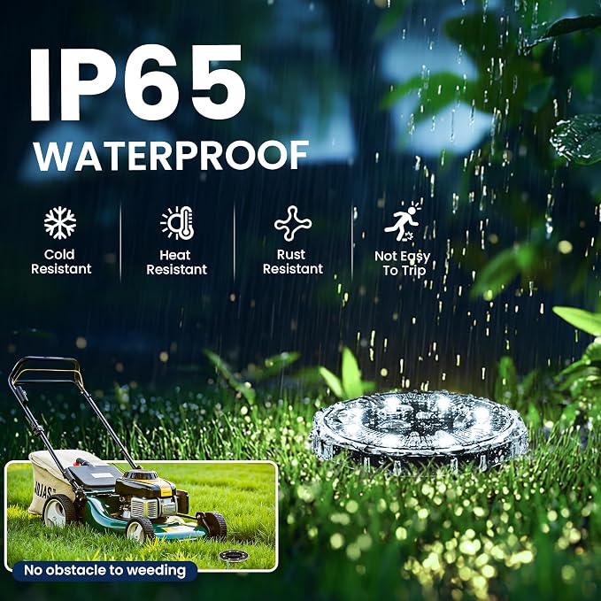 SOLPEX Solar Ground Lights Outdoor, Pathway Lights 20 Pack Cool White | IP65 Waterproof Landscape Lighting for Walkway, Driveway, Pathway, Garden, Backyard Decor- Transparent Lampshade
