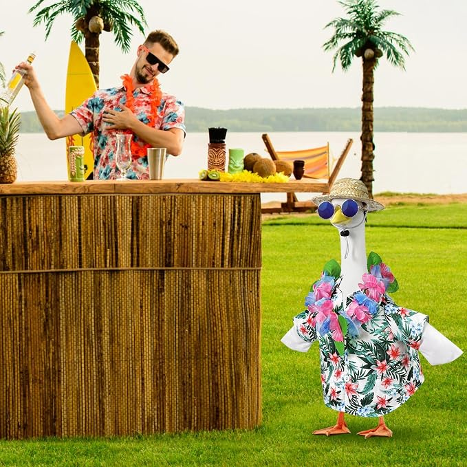Hawaiian Porch Goose Outfits, 23'' Summer Lawn Goose Costume, Goose Clothes for Outdoor Garden Yard Decor