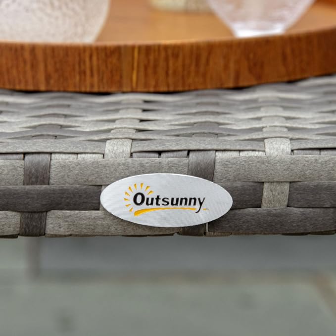 Outsunny Rattan Wicker Table PE, Coffee Table with All-Weather Material for Outdoor, Garden, Balcony, Backyard, Grey