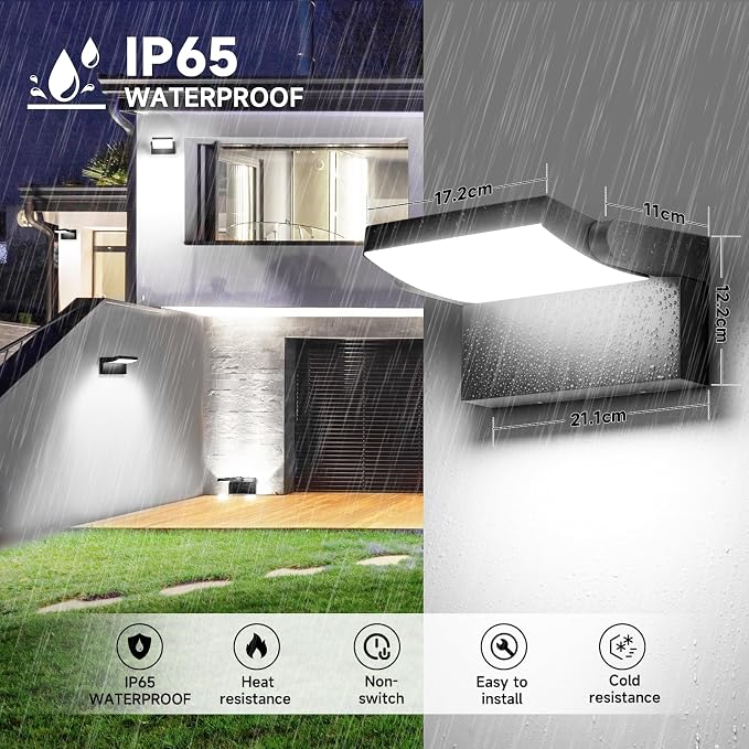 Outdoor Wall Lights 40W 350 ° Adjustable Modern Security Commercial Exterior Wall Mount Fixture 6000K Waterproof Black Floodlights Yard Wall Mount Garage Barn Yard Lights