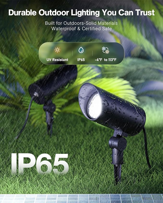 HIBOITEC 1 Pack 30W Outdoor LED Spotlight 120V 3000LM 5000K Spot Lights Waterproof Landscape Lighting for Flag Pole Tree Statue, 5.9 FT Cord with Plug