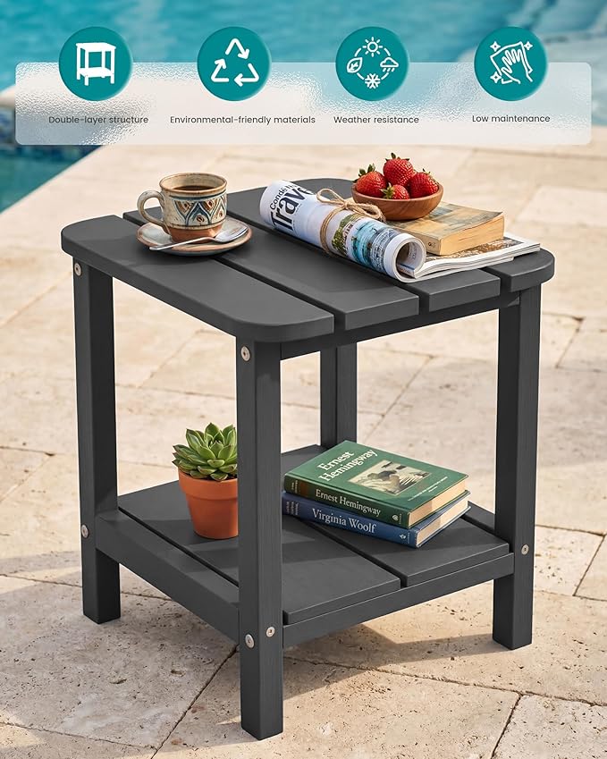 SERWALL Adirondack Table Set of 4, Outdoor Side Table- Gray