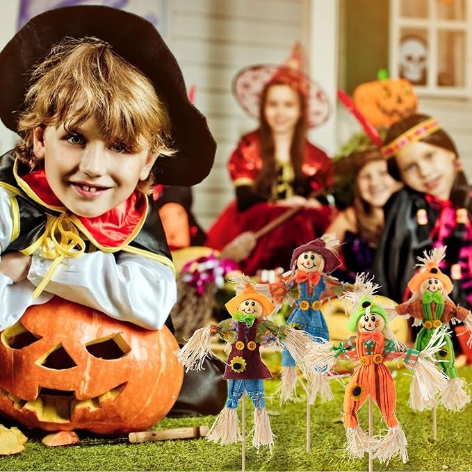 12 PCS Halloween Scarecrow Decorations, Scarecrows Fall Decor | Outdoor, Fall Harvest, Standing Scarecrow, for Garden, Home, School, Yard, Porch, Thanksgiving Decor ﻿