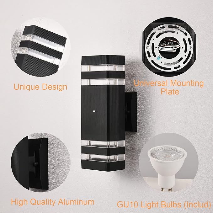 DASTOR 4 Pack Dusk to Dawn Outdoor Wall Lights, 3000K Warm White Exterior Lighting Fixtures, Up and Down Porch Lights Outdoor, Waterproof Outside Lights for House Porch Garage