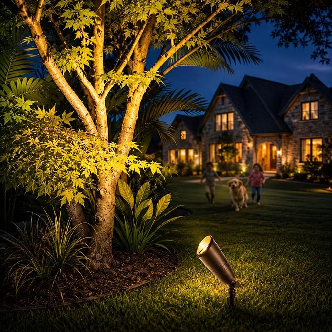 Low Voltage Landscape Lighting,Outdoor Spotlights 12V Uplights | IP65 Waterproof,Die-cast Aluminum,200°Adjustable, Without MR16 Bulb,Heavy Duty Spot Light for Tree Garden Yard Pathway,4Pack