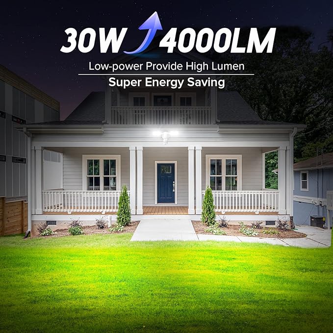 SANSI 30W 4000LM Motion Sensor Outdoor Lights, IP65 5000K (White) | 4 Modes Motion Lights for Outside, 320° Wide Angle LED Flood Lights Security Lights for Soffit, Backyard, Garage, Yard, Porch