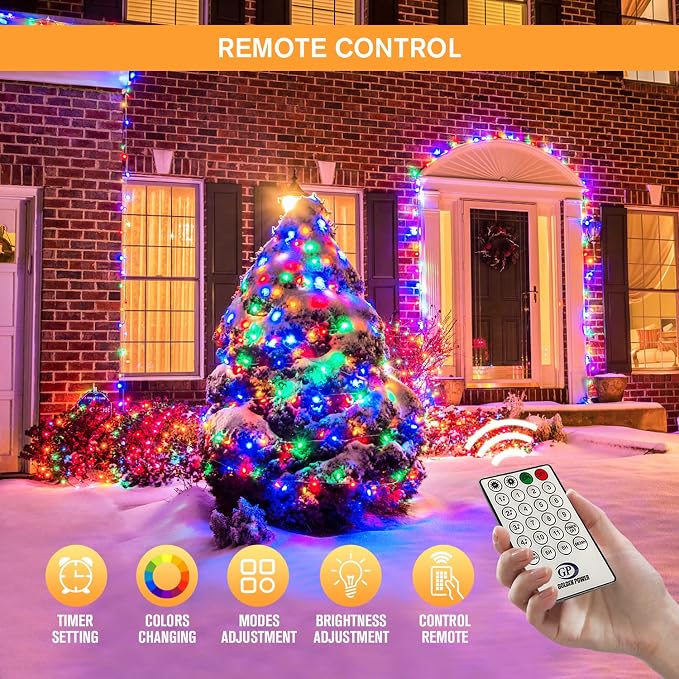 JMEXSUSS 500 LED Color Changing Christmas Lights | 163FT Warm White & Multicolor String With Remote, Plug-in for Tree House Indoor Outdoor Xmas Decor
