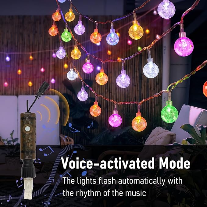 YCoisini 56FT Outdoor String Lights, 100 LED Patio Lights with Remote Control, Voice-Activated & Music Sync Mode, 16 Color-Changing Modes, Waterproof for Patio Garden Party Decor