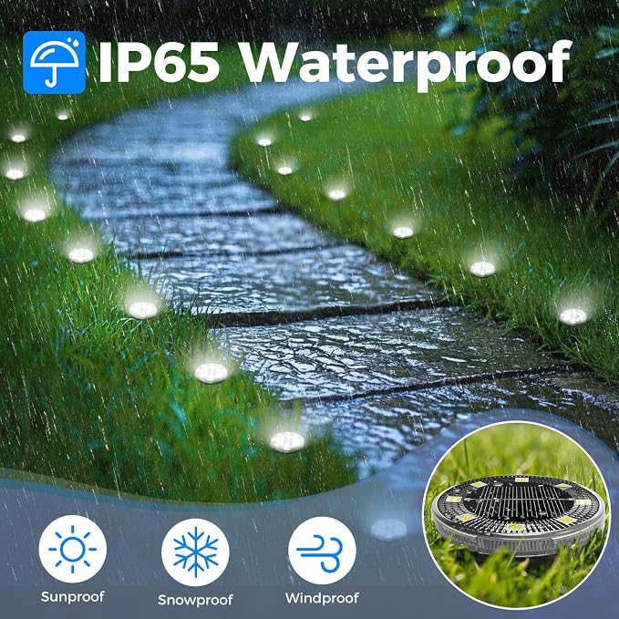 Mini Solar Ground Lights, 30 Pack Flat Solar Disc Lights Outdoor Waterproof, 2.3 Inch Small Solar Garden Lights Landscape Lighting for Outside Pathway Garden Yard Lawn Walkway,Cool White
