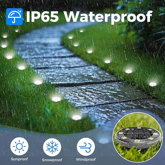 Mini Solar Ground Lights, 16 Pack Flat Solar Disc Lights Outdoor Waterproof, 2.3 Inch Small Solar Garden Lights Landscape Lighting for Outside Pathway Garden Yard Lawn Walkway,Cool White