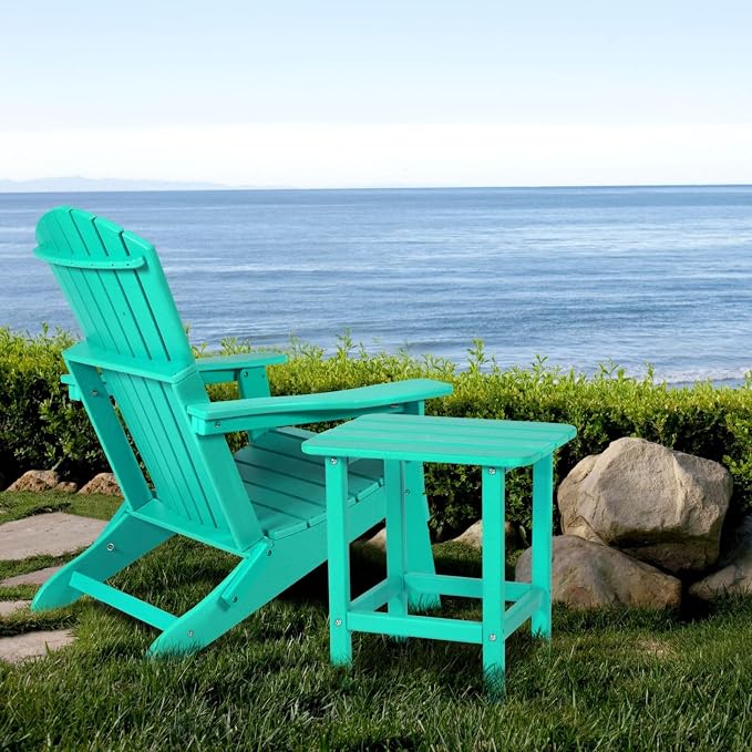 Aoodor 19'' Adirondack Side Table, Rectangular HDPE End Table, Weather Resistant and Easy Maintenance, Aruba