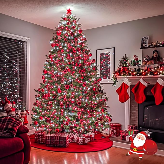JMEXSUSS163ft 500 LED Red and White Christmas Lights Plug in with 8 Modes | String Lights with Remote Control, Clear Wire Christmas String Lights Outdoor Waterproof for Outside Tree Yard Wedding