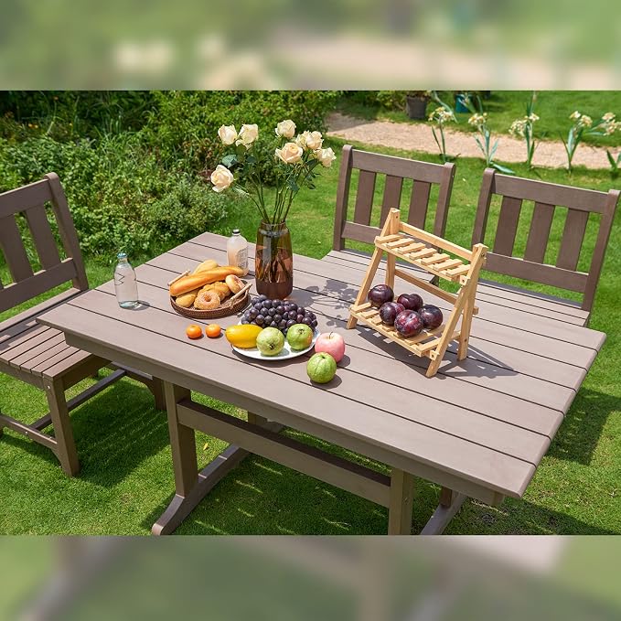 Psilvam Patio Dining Chairs, Poly Lumber Outdoor Patio Chair, Weather Resistant Patio Chair that Never Rust, Suitable for Garden & Backyard, Net Weight 28 LBs (21" D x 18" W x38 1/2" H, Brown)