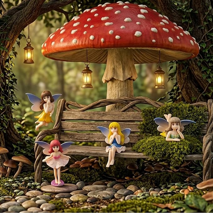 12 Pcs Miniature Fairy Figurines, Fairy Garden Fairies | Hand-Painted Small Flower Fairies with Wings for Garden Decor Miniature Garden Ornaments Landscape Decorations Cake Topper