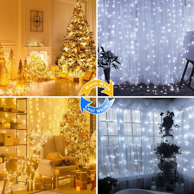 200 LED Connectable String Lights with Remote, Warm White to Cool White | 11 Modes, Timer, 66FT Clear Wire Waterproof Color Changing Twinkle Fairy Lights Plug in for Bedroom Patio Xmas Tree Decor