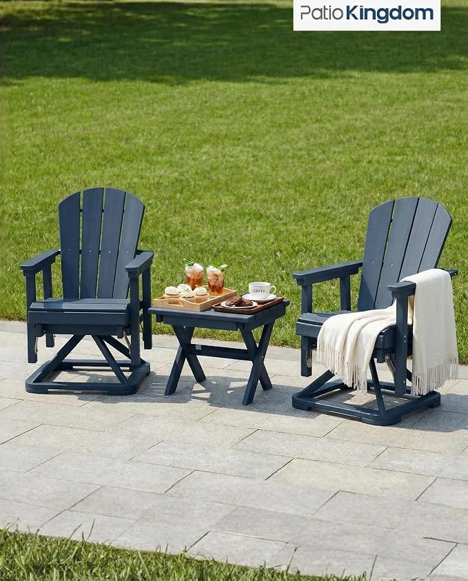 Outdoor Folding Side Table, Lightweight & Space-Saving Design, All-Weather HDPE Material, Realistic Wood-Grain Finish(Navy Blue,1 Table)