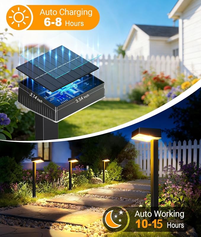 ELECLINK Solar Pathway Lights Outdoor, 12 Pack Garden Lights Solar Powered Path Light with Larger LED Lens, 2 Light Modes Waterproof Outdoor Solar Light for Yard Driveway Walkway Landscape, Warm White