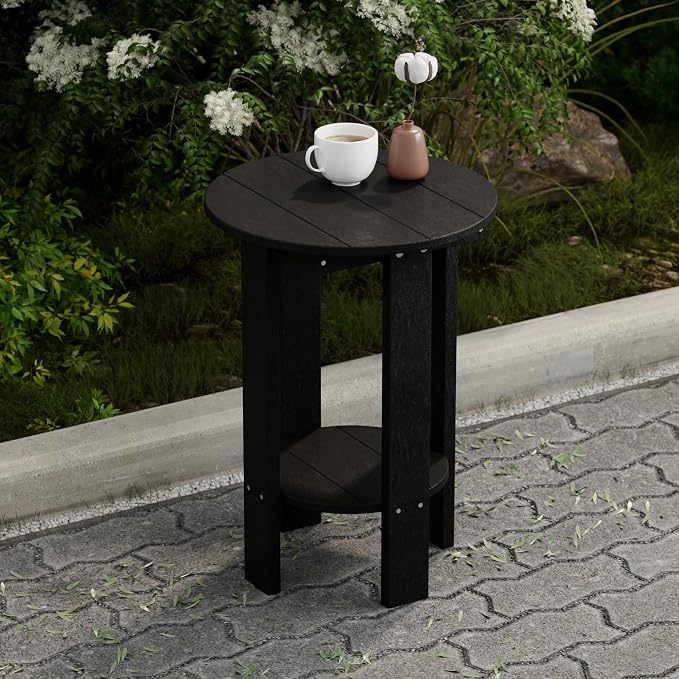 Wildridge Heritage Balcony Table, Black - Outdoor Weather Resistant Recycled Plastic Furniture for Patio
