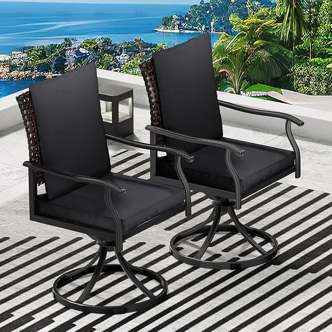 LEVELEVE 5 Piece Outdoor Patio Dining Set with 4 Swivel Dining Chairs & 1 Large Round Dining Table,Bistro Furniture Set for Lawn, Garden, Deck, Backyard and Porch